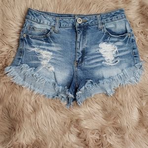 Rewash distressed jean shorts